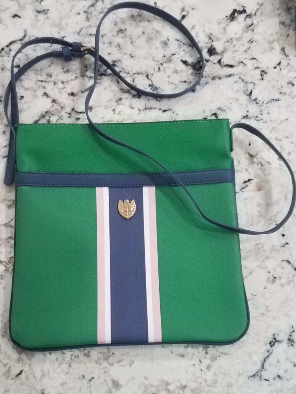 🟢Sloane Ranger Chelsea Crossbody Green Pink Navy White Stripe Bag Purse🟢